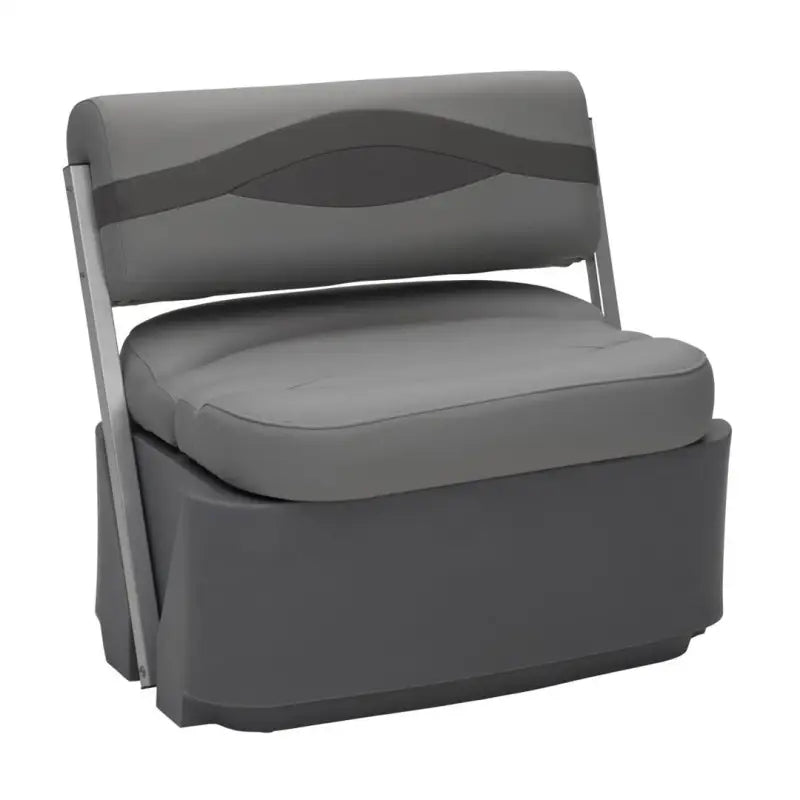 Grey upholstered Flip Flop Seat with wave-pattern backrest for boat comfort