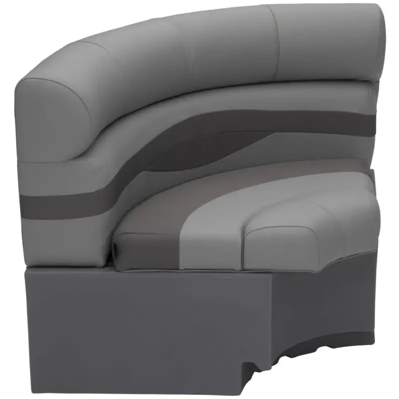 Gray and dark gray upholstered radius corner marine boat seat by Taylor Made 32x32