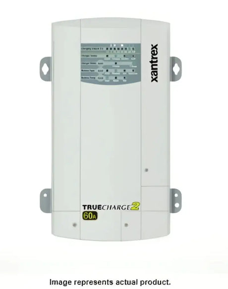 White wall-mountable Xantrex LLC charger battery with digital display and indicator lights