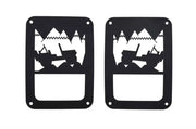 Black Kentrol Heritage taillight covers with mountain tree silhouette wall art