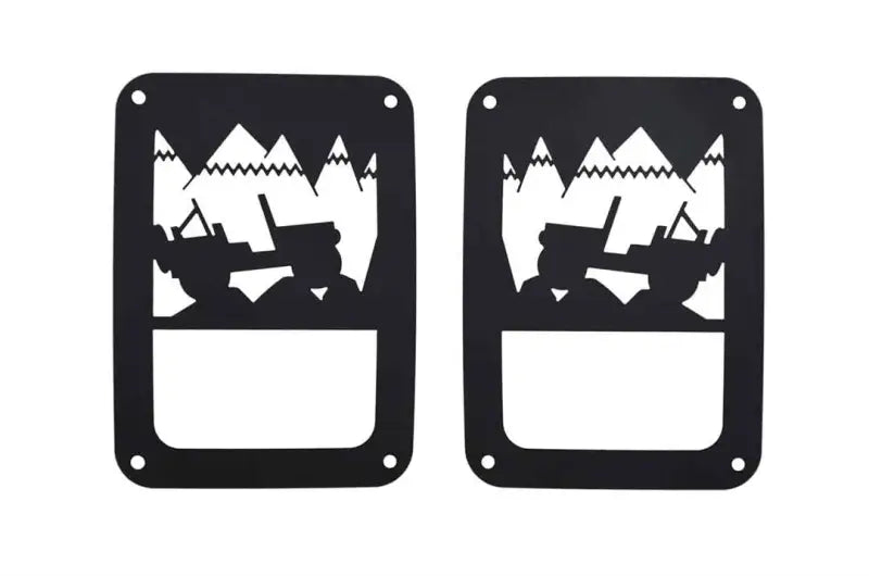 Black Kentrol Heritage taillight covers with mountain tree silhouette wall art