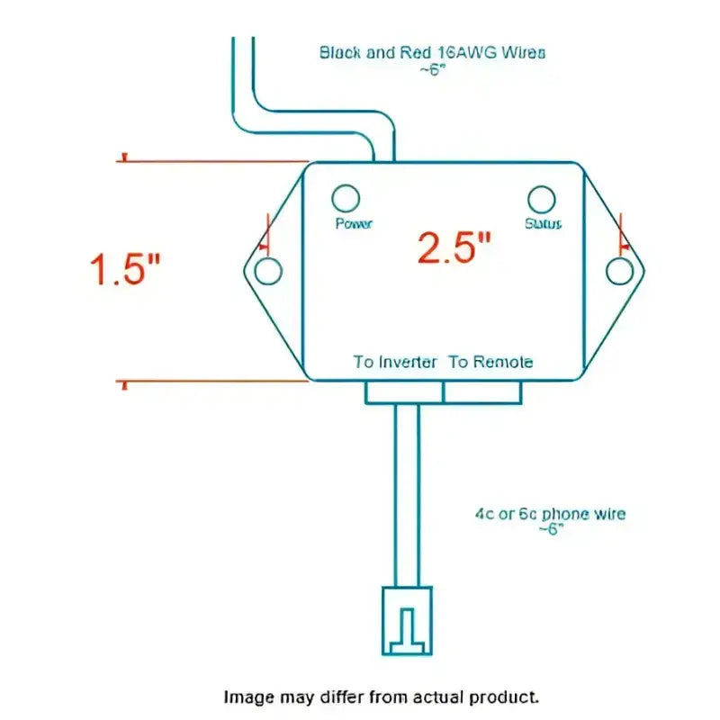 Electrical component diagram with dimensions for Xantrex LLC 12V switch connector