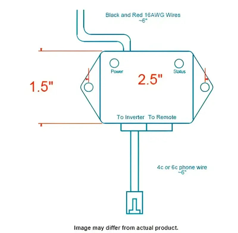 Electrical component diagram with dimensions for Xantrex LLC 12V switch connector