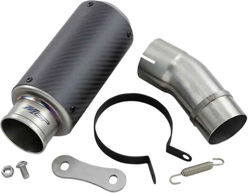Motorcycle exhaust system components for Hotbodies MGP Stinger Slip-On in matte carbon