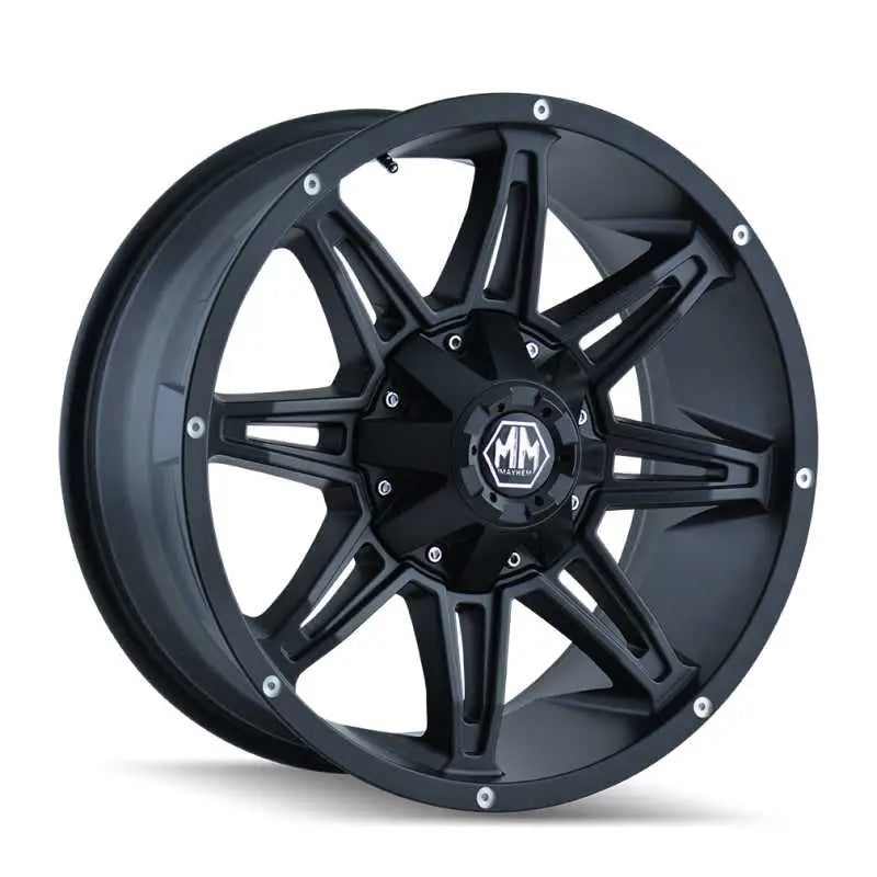 Mayhem 8090-7956MB18 Mayhem 8090 Rampage 17x9 / 5x114.3 BP / 18mm Offset / 87mm Hub Matte Black Wheel