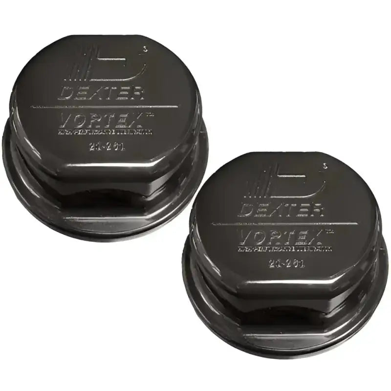 Two black Dexter Marine Vortex cap assembly replacements for Dexter Marine engines