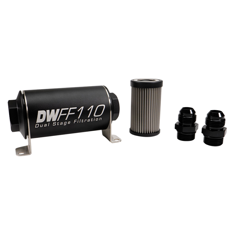DeatschWerks 8-03-110-010K-10 DeatschWerks Stainless Steel 10AN 10 Micron Universal Inline Fuel Filter Housing Kit (110mm)