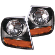 ANZO 521040 ANZO Corner Lights 1997-2003 Ford F-150 HARLEY DAVIDSON Style Corner Lights Black w/ Amber Reflector