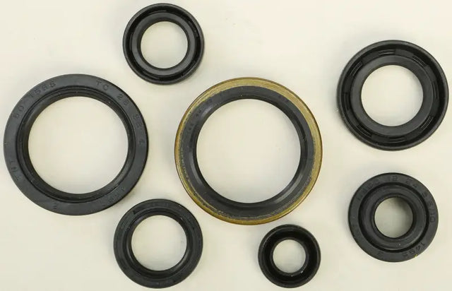Assortment of black rubber oil seals in 822124 Oil Seal Set, part of oil seal kit