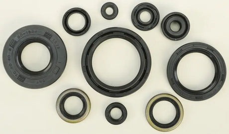 Black rubber oil seal set with various sizes for engine repair and seal kit needs