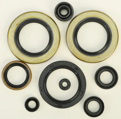 Variety of rubber and metal oil seals in the 822301 Oil Seal Set for sealing needs