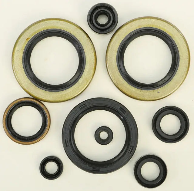 Variety of rubber and metal oil seals in the 822301 Oil Seal Set for sealing needs