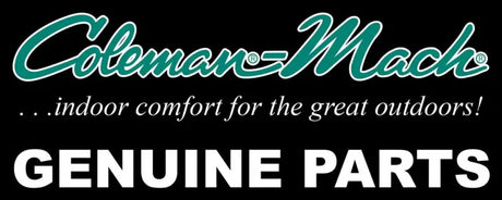 Coleman-Mach genuine parts logo with the tagline "indoor comfort for the great outdoors" on a black background.
