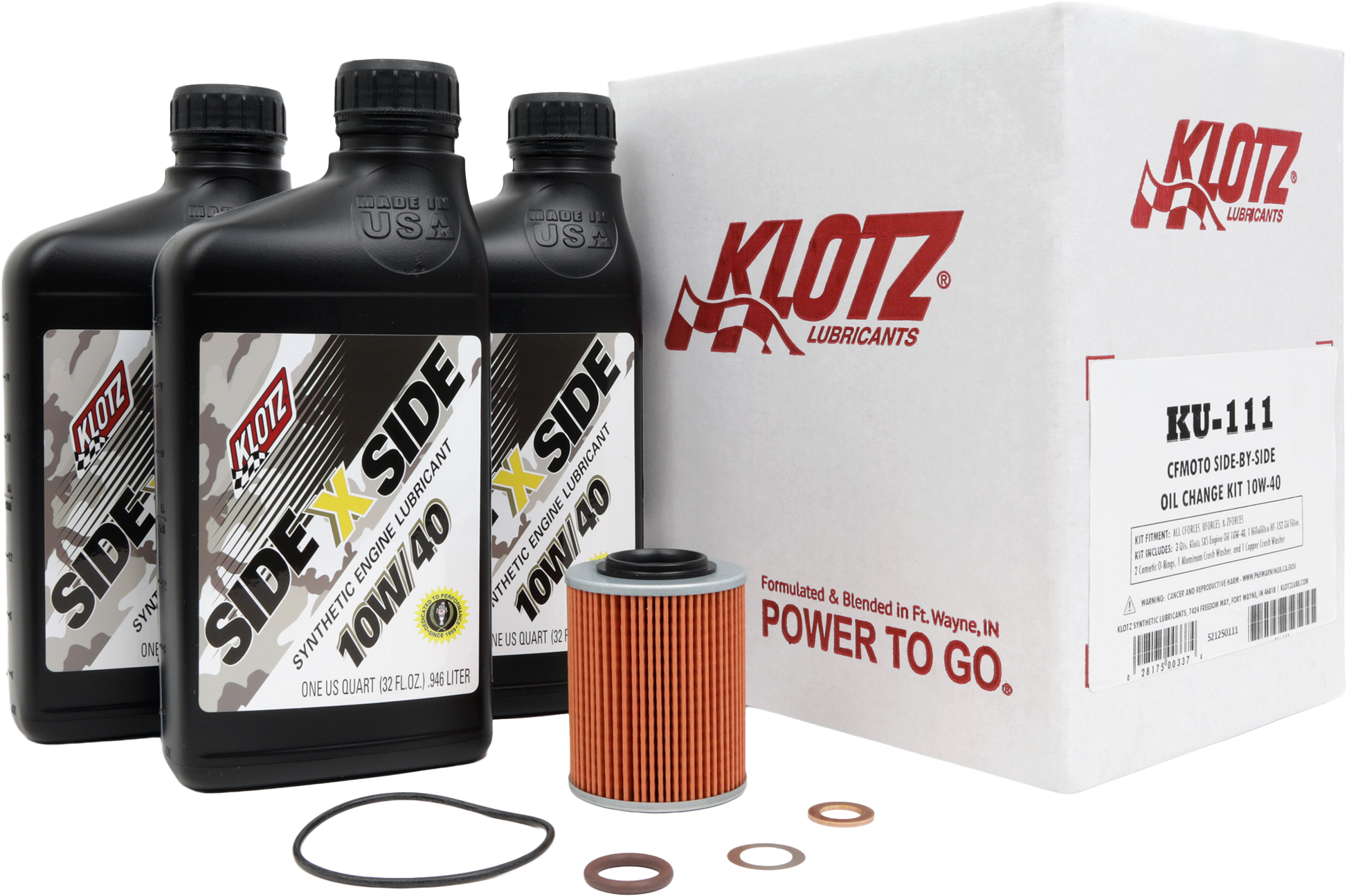 Klotz Side X Side Oil Change Kit Oil Change Kit KU-111 - Sxs 3QT Synthetic