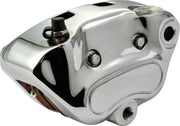 Chrome motorcycle brake caliper assembly for rear tire replacement and optimal braking performance