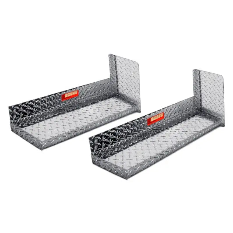 Two diamond-plated aluminum truck bed storage shelves from Owens Classicpro Series Diamond 4