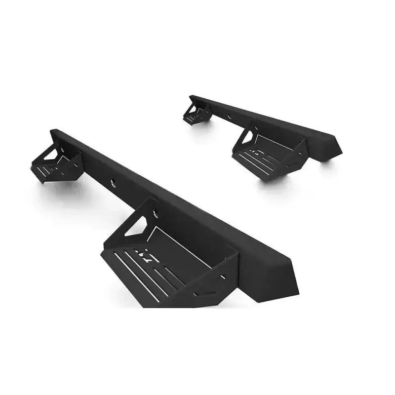 Black metal truck steps on 840121412890 Ici Stainles Aluminum Side Steps for easy access