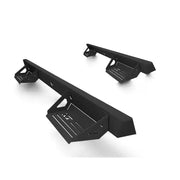 Black metal truck side steps on 840121412968 Ici Stainles Aluminum Side Steps