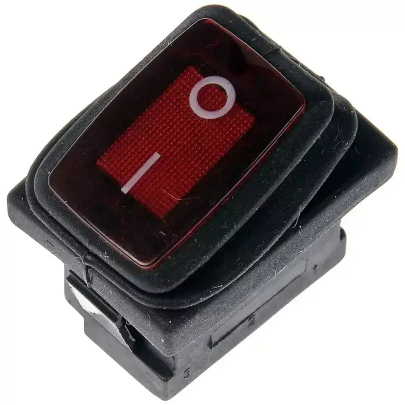 Black Dorman rocker switch with red lens for durable Dorman rocker switch work