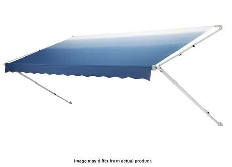 Blue and white retractable awning in Pol Sandstone finish for durable construction 848NS16.400B Dometic 8500