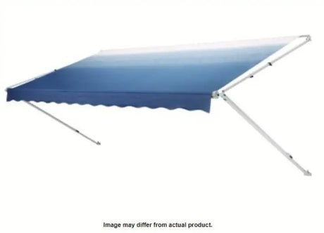 Blue and white retractable awning in Pol Azure color for 400b Dometic 8500 model