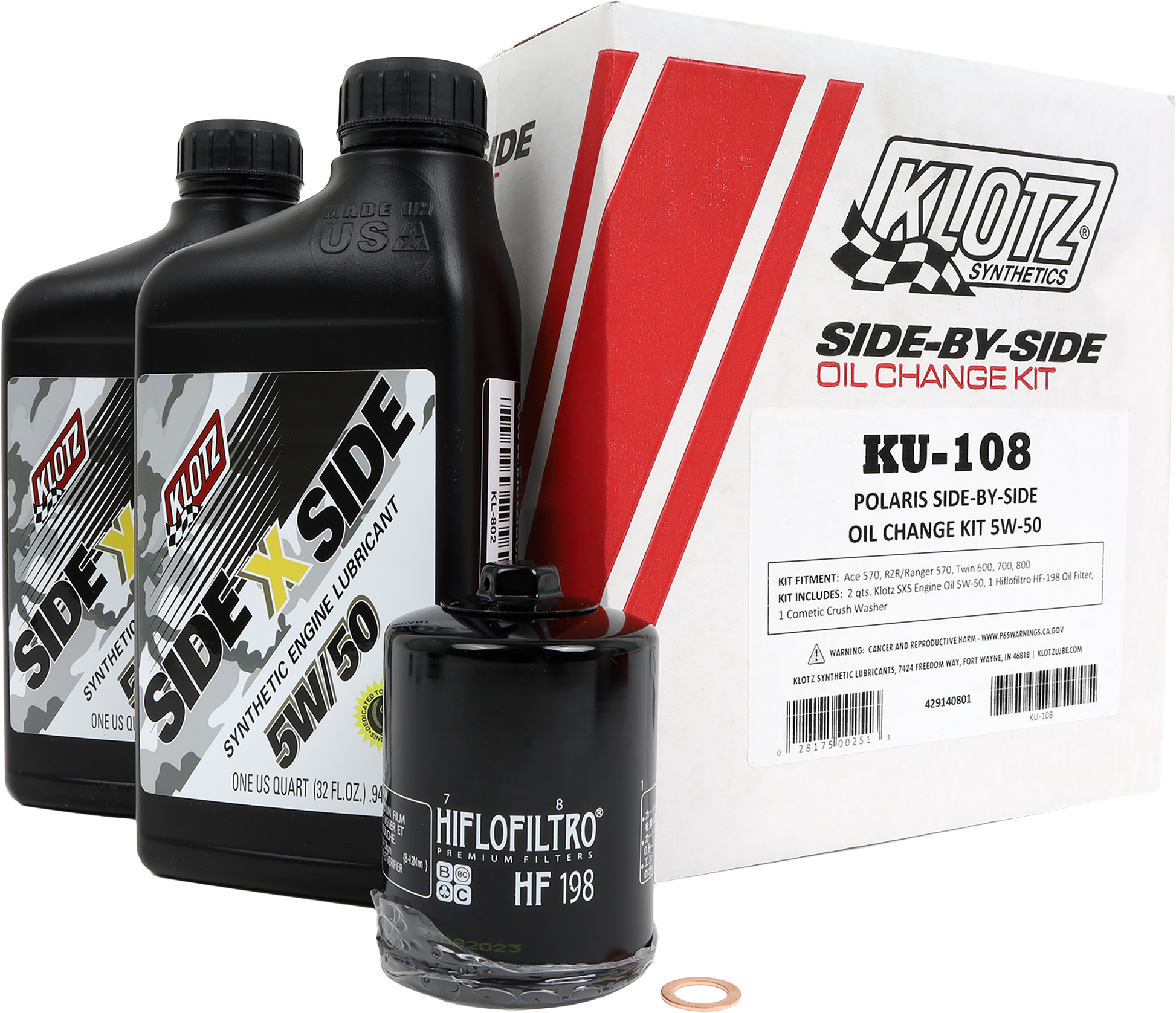 Klotz Side X Side Oil Change Kit Oil Change Kit KU-108 - Sxs 2QT Synthetic