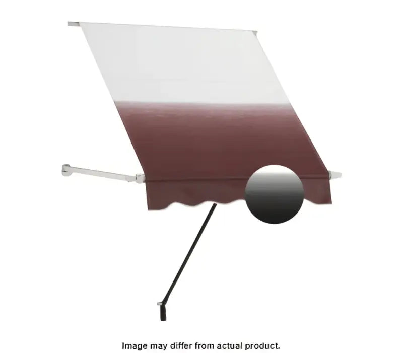 Maroon and white Dometic DLX+LG pol onyx awning with black pole and silver brackets