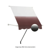 Maroon and white Dometic DLX+LG pol onyx awning with black pole and silver brackets