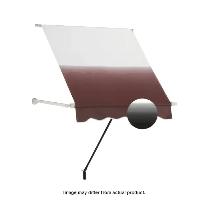 Maroon and white Dometic DLX+LG pol onyx awning with black pole and silver brackets