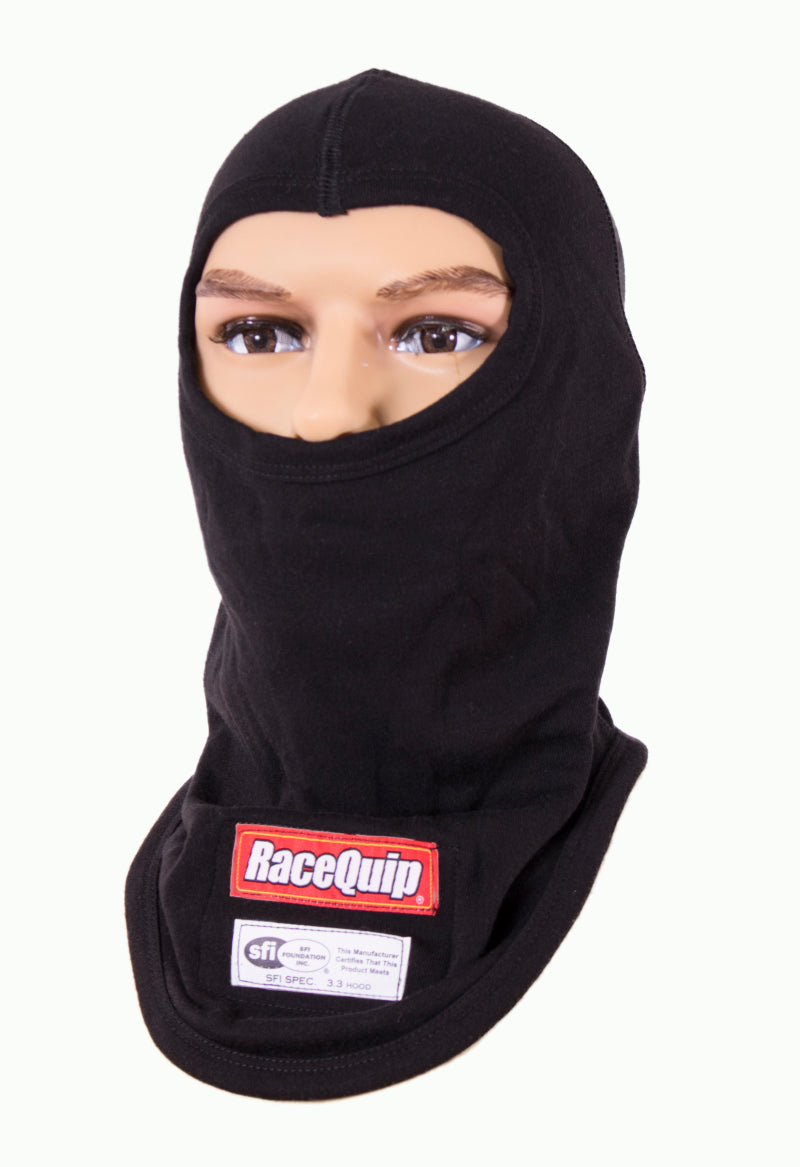 RACEQUIP 433991 SFI 3.3 FR SINGLE LAYER HOOD BLACK