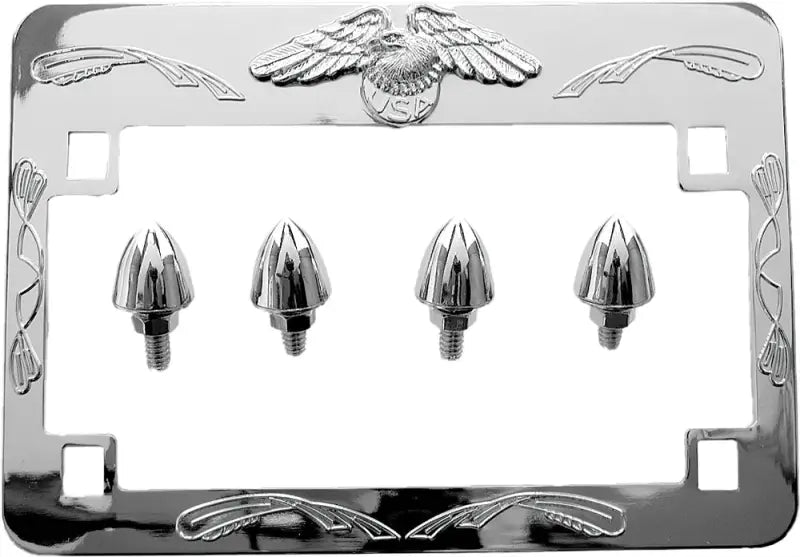 86-42640 Eagle License Frame Chrome W/Bullet Bolts 