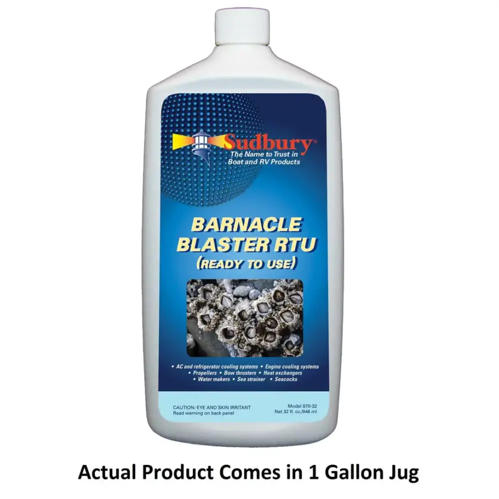 Sudbury 870-128 Barnacle Blaster Ready To Use, powerful marine growth remover in 1-gallon jug for boats and watercraft.