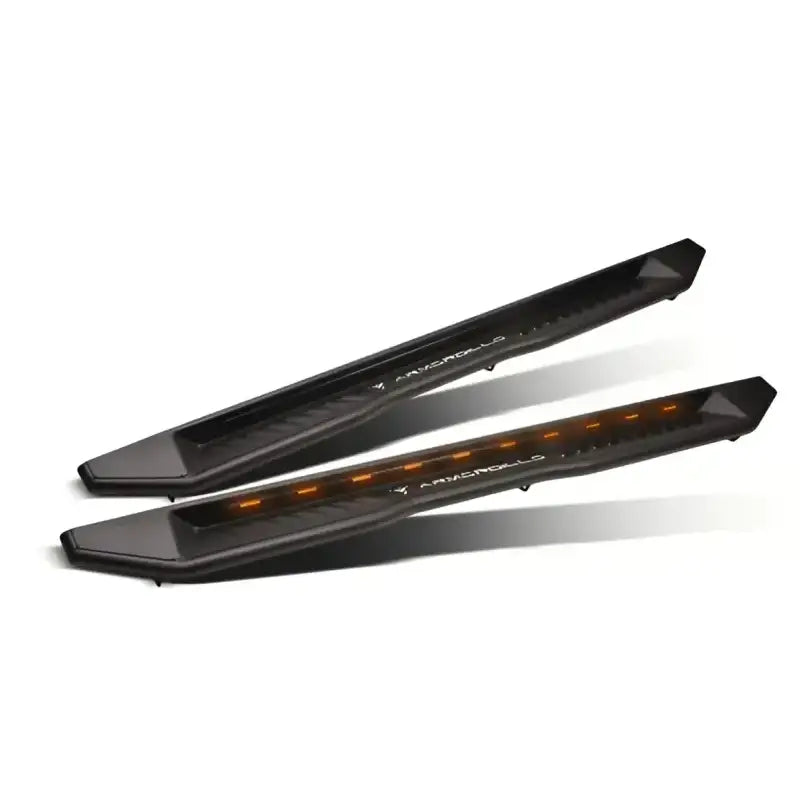 Black Dodge Ram crew cab running boards with lights for 2009-2018 Armordillo model
