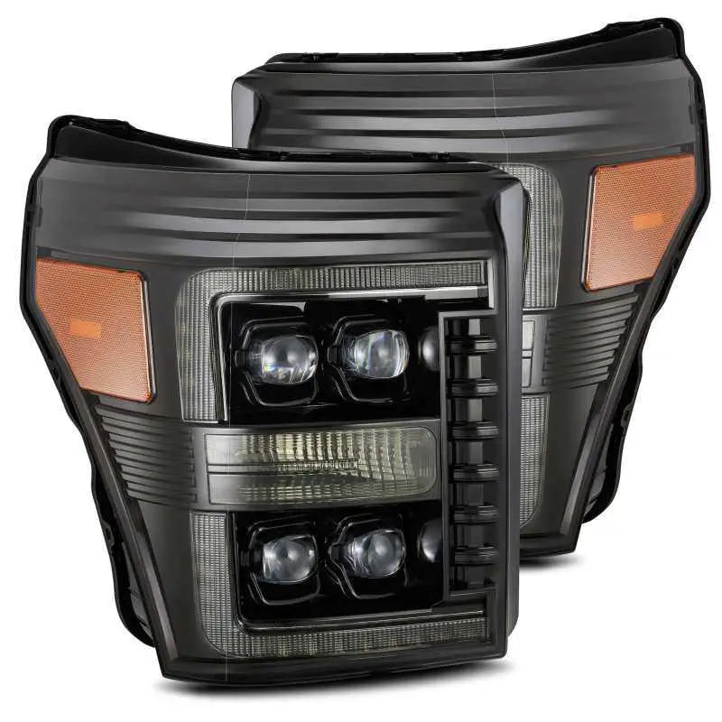 AlphaRex 880147 AlphaRex 11-16 Ford F-350 SD NOVA LED Proj Headlights Plank Style Alpha Blk w/Activ Light/Seq Signal