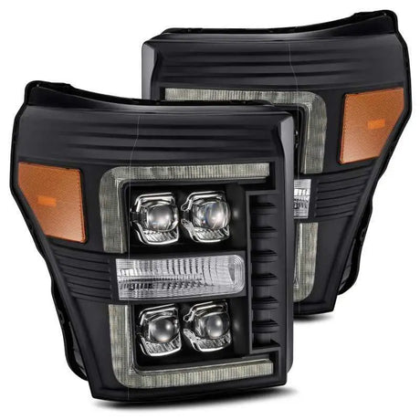 AlphaRex 880149 AlphaRex 11-16 Ford F-350 SD NOVA LED Projector Headlights Plank Style Blk w/Activ Light/Seq Signal