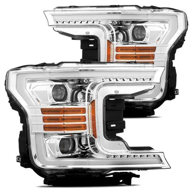 AlphaRex 880175 AlphaRex 18-20 Ford F-150 LUXX LED Proj Headlights Plank Style Chrome w/Activ Light/DRL