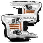 AlphaRex 880175 AlphaRex 18-20 Ford F-150 LUXX LED Proj Headlights Plank Style Chrome w/Activ Light/DRL
