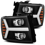 AlphaRex 880205 AlphaRex 07-13 Chevy 1500HD PRO-Series Proj Headlight Plank Style Matte Blk w/Activ Light/Seq Signal