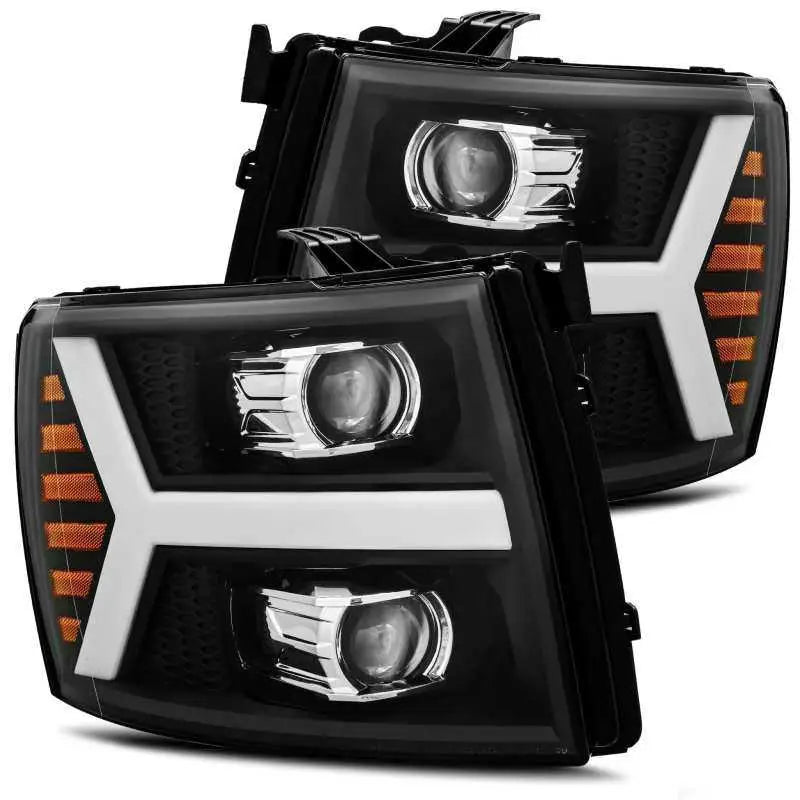 AlphaRex 880205 AlphaRex 07-13 Chevy 1500HD PRO-Series Proj Headlight Plank Style Matte Blk w/Activ Light/Seq Signal