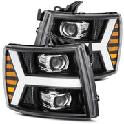 AlphaRex 880223 880223 AlphaRex 07-13 Chevy 1500 LUXX LED Proj Headlights Plank Style Jet Blk w/ Activ Light/Seq Signal/DRL