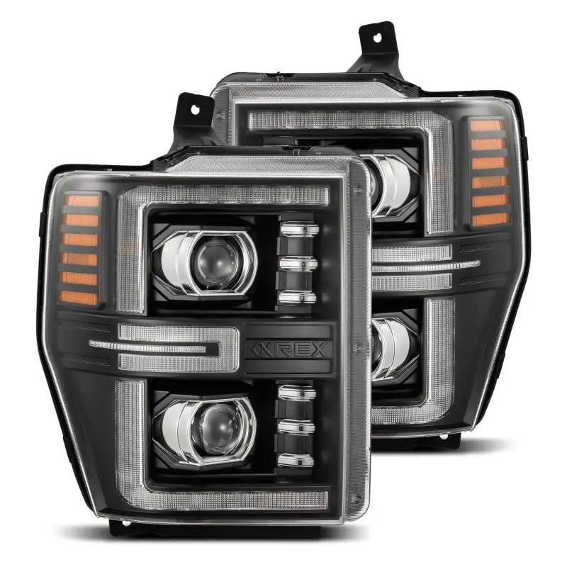 AlphaRex 880312 880312 AlphaRex 08-10 Ford F250-550 LUXX-Series LED Projector Headlights Black w/Activ Light/Seq Signal