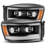 AlphaRex 880535 AlphaRex 06-08 Dodge Ram 1500HD LUXX LED Projector Headlights Plank Style Black w/Seq Signal/DRL