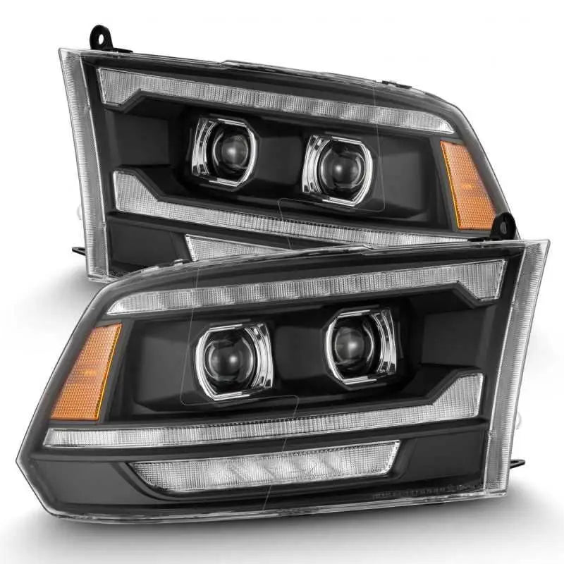 AlphaRex 880558 AlphaRex 09-18 Dodge Ram 2500 LUXX LED Proj Headlights Plank Style Blk w/Activ Light/Seq Signal/DRL