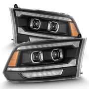 AlphaRex 880558 880558 AlphaRex 09-18 Dodge Ram 2500 LUXX LED Proj Headlights Plank Style Blk w/Activ Light/Seq Signal/DRL