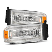 AlphaRex 880565 880565 AlphaRex 02-05 Dodge Ram 1500 NOVA LED Proj Headlights Plank Style Chrome w/Activ Light/Seq Signal