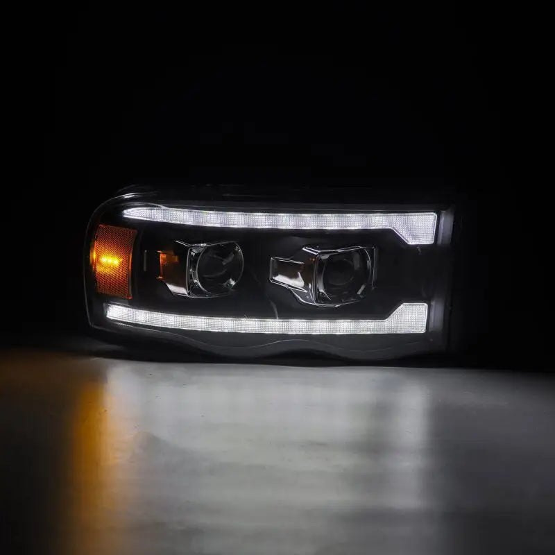 AlphaRex 880567 880567 AlphaRex 02-05 Dodge Ram 1500 LUXX LED Proj Headlights Plank Style Black w/Activ Light/Seq Signal