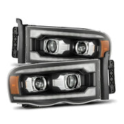 AlphaRex 880567 880567 AlphaRex 02-05 Dodge Ram 1500 LUXX LED Proj Headlights Plank Style Black w/Activ Light/Seq Signal