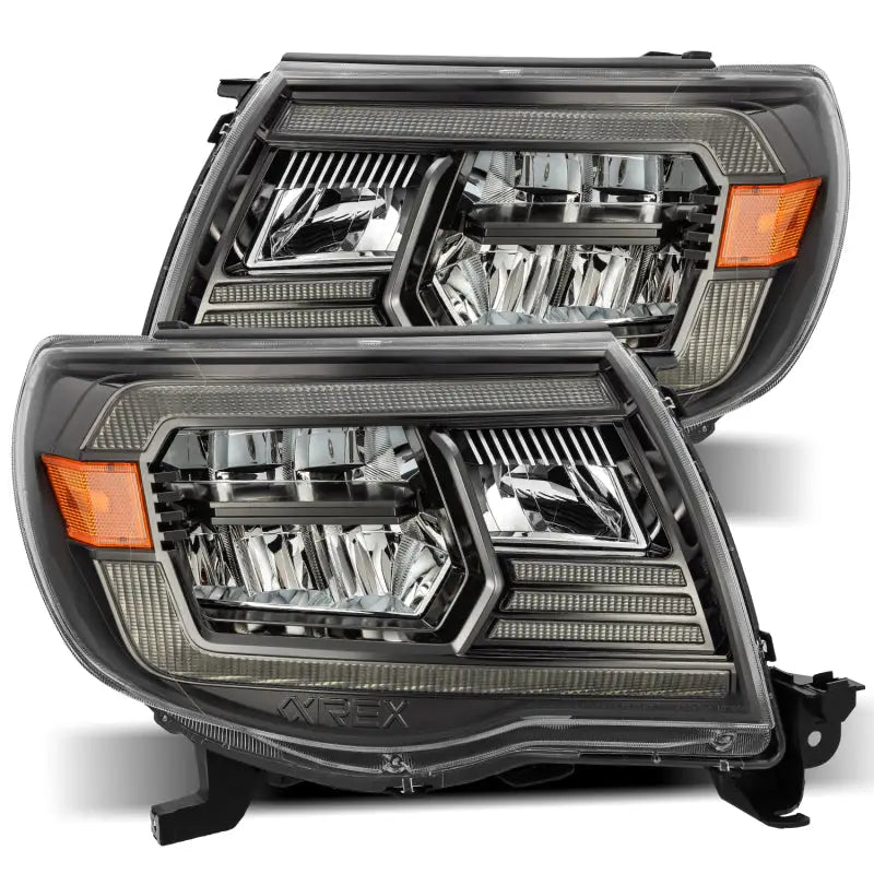 AlphaRex 880733 880733 AlphaRex 05-11 Toyota Tacoma LUXX Crystal Headlights Plank Style Alpha Black w/Activation Light/DRL