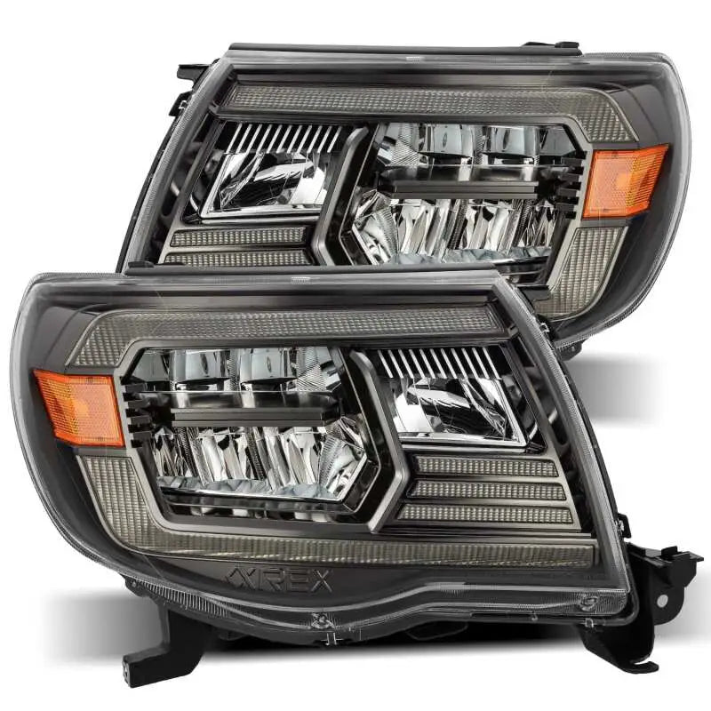 AlphaRex 880733 880733 AlphaRex 05-11 Toyota Tacoma LUXX Crystal Headlights Plank Style Alpha Black w/Activation Light/DRL