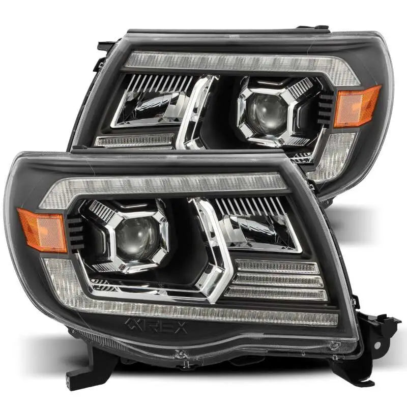 AlphaRex 880741 880741 AlphaRex 05-11 Toyota Tacoma LUXX LED Projector Headlights Plank Style Black w/Activ Light and DRL